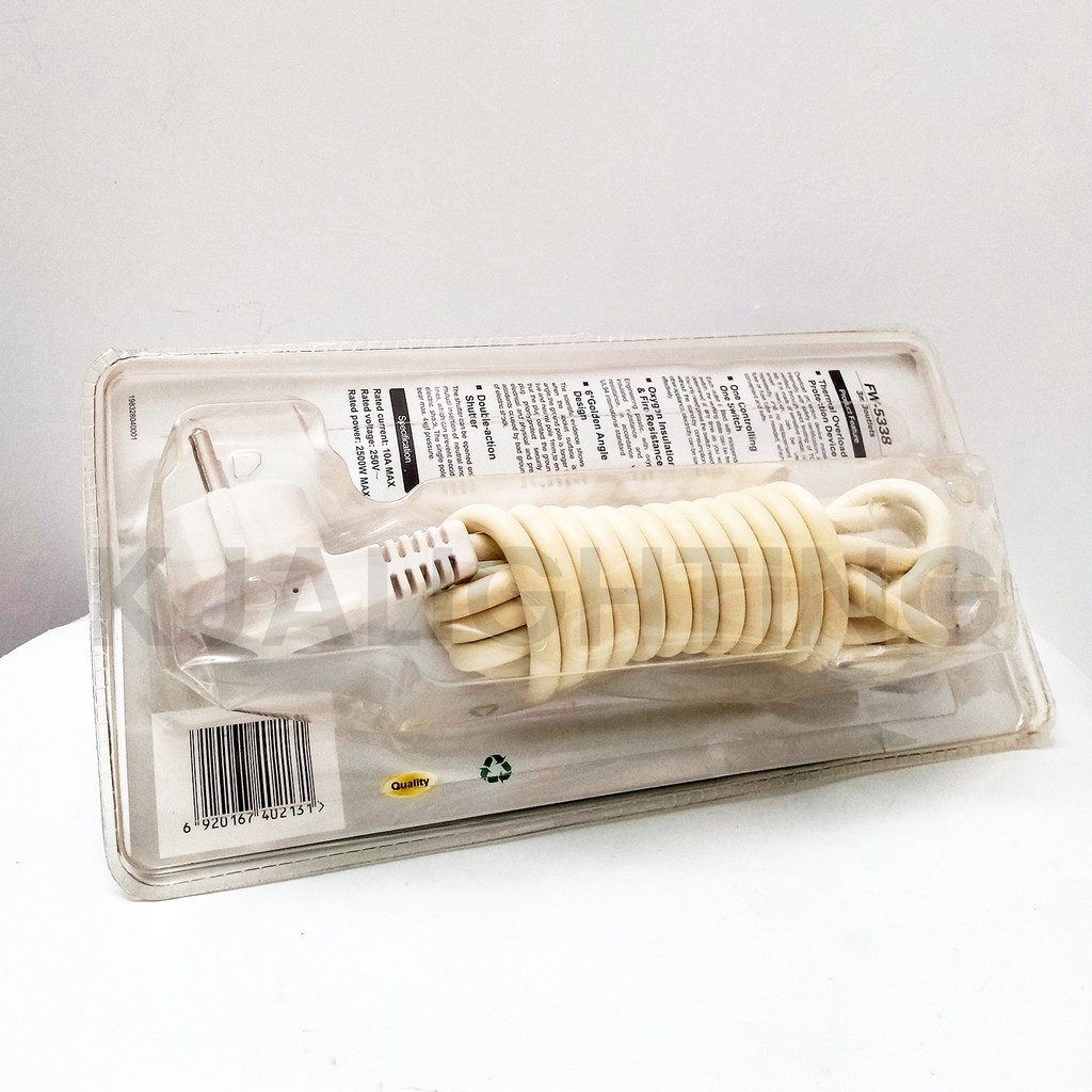 STOP KONTAK UNIVERSAL 3 LUBANG + KABEL 3 METER + SAKLAR FW-5338