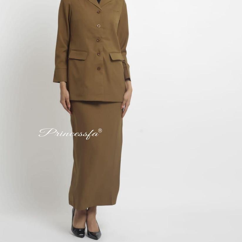 (KD-597)-seragam pemda wanita princessfa/ baju pdh kheki tua wanita terbaru/ seragam asn wanita cokl