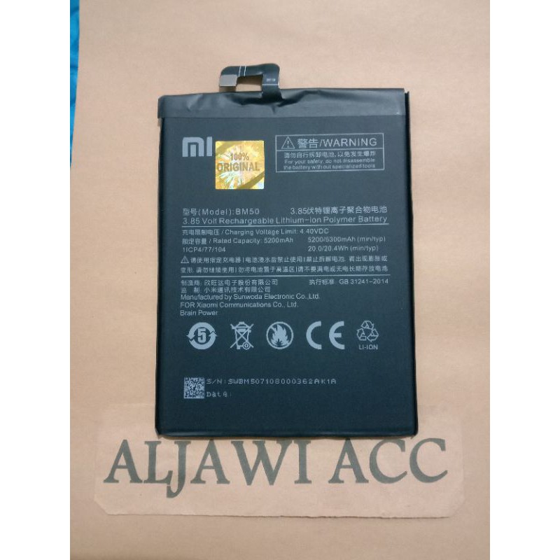 baterai batre xiomi xiaomi mi max 2 BM50 Original Battery