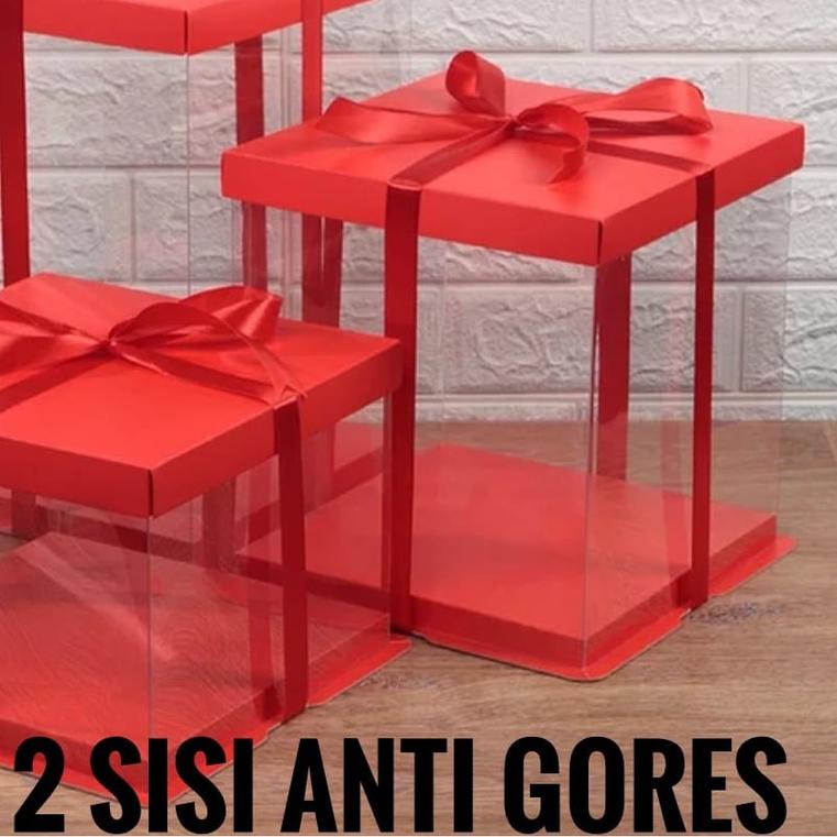 

☊ Cake Box Mika Dus Kue Kotak Kue Transparant 30x30cm PET ➥