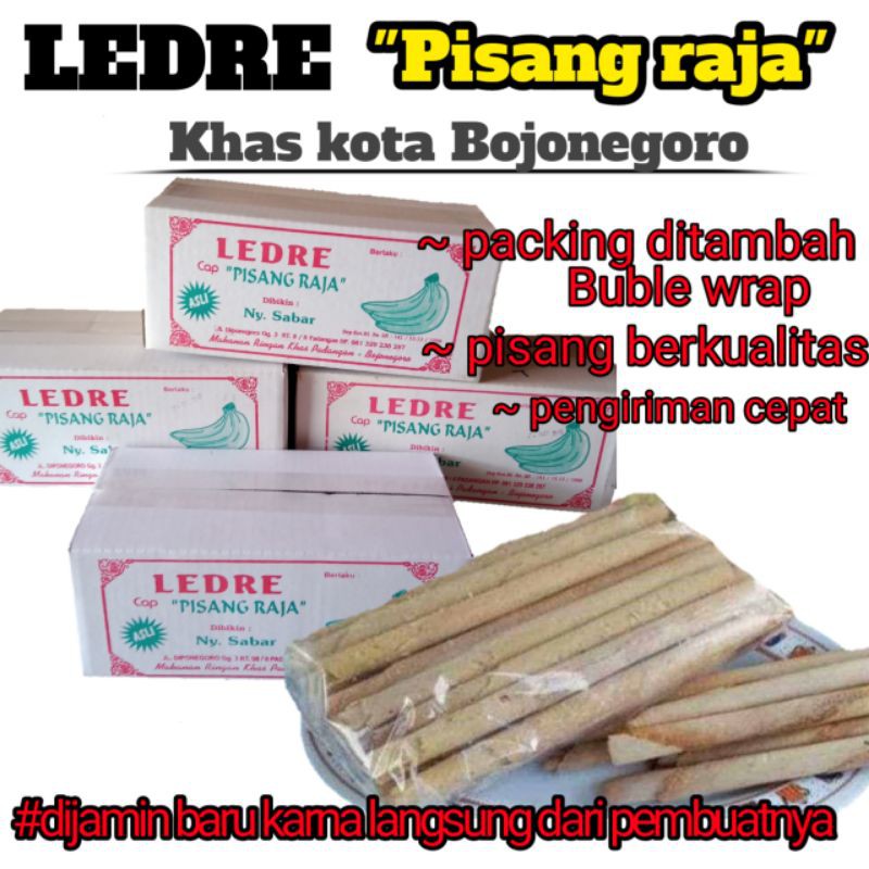 

LEDRE CAP "pisang raja" BU SABAR JAJANAN KHAS BOJONEGORO-JAWA TIMUR (ISI 30) plus buble wrap.