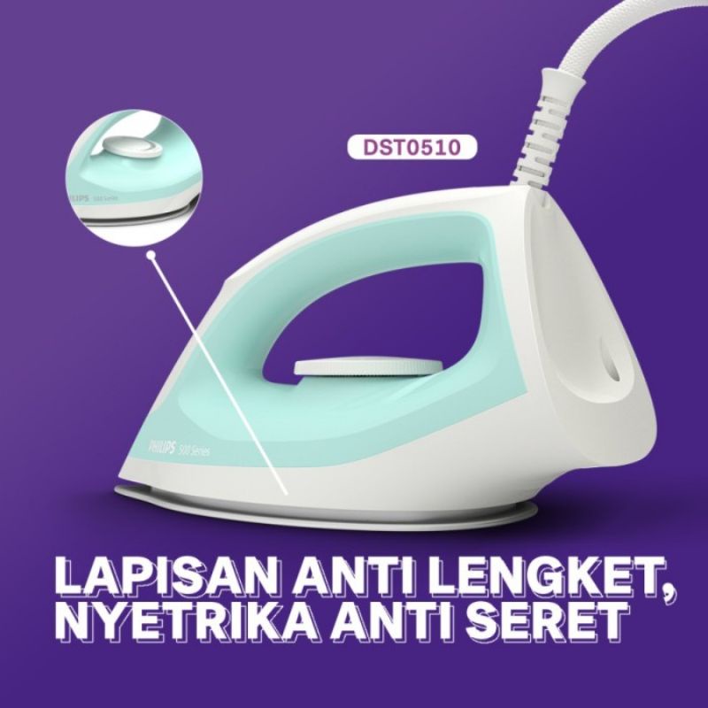 setrika philips garansi resmi gosokan baju philips DST 0510 garansi resmi 2tahun gosokan philips DST0510 / setrika philips / sterika baju philips baru ori / dry iron / philips dry iron