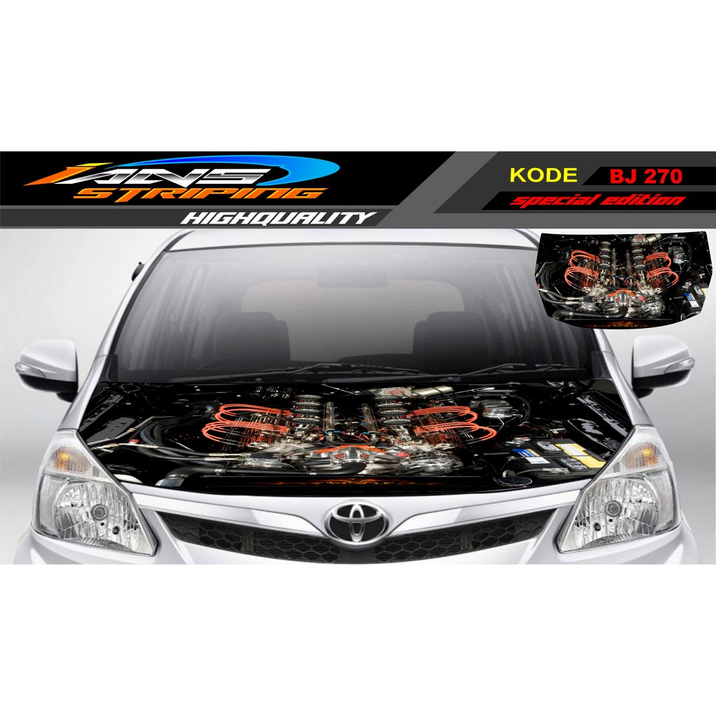 DECAL STICKER KAP MOBIL AVANZA, XENIA, BRIO, AGYA, JAZZ / STIKER KAP MESIN MOBIL