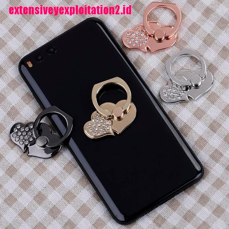 &lt; E2id &amp; &gt; ring stand holder Bentuk Hati Rotasi 360 Derajat Untuk Handphone