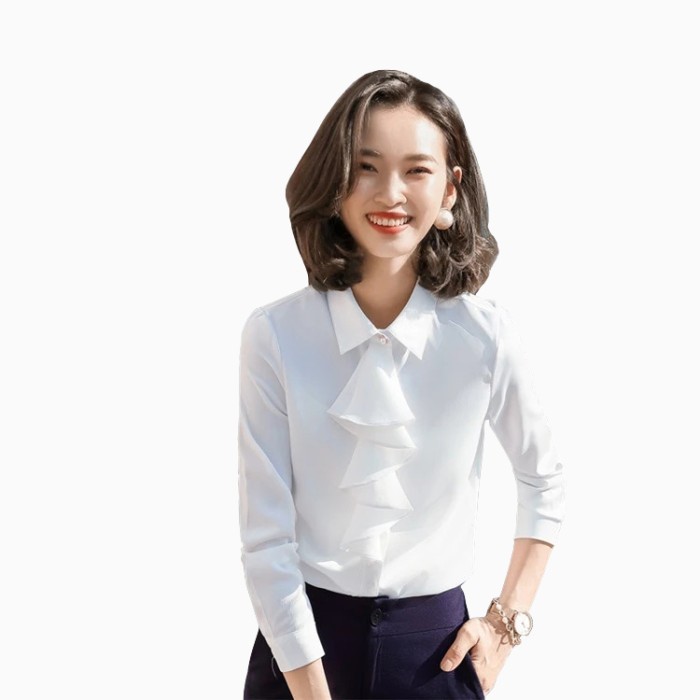 Blouse Korea Velvet Wanita Kerja Kantor Lengan Panjang Variasi Pita Cantik Kekinian All Size-3