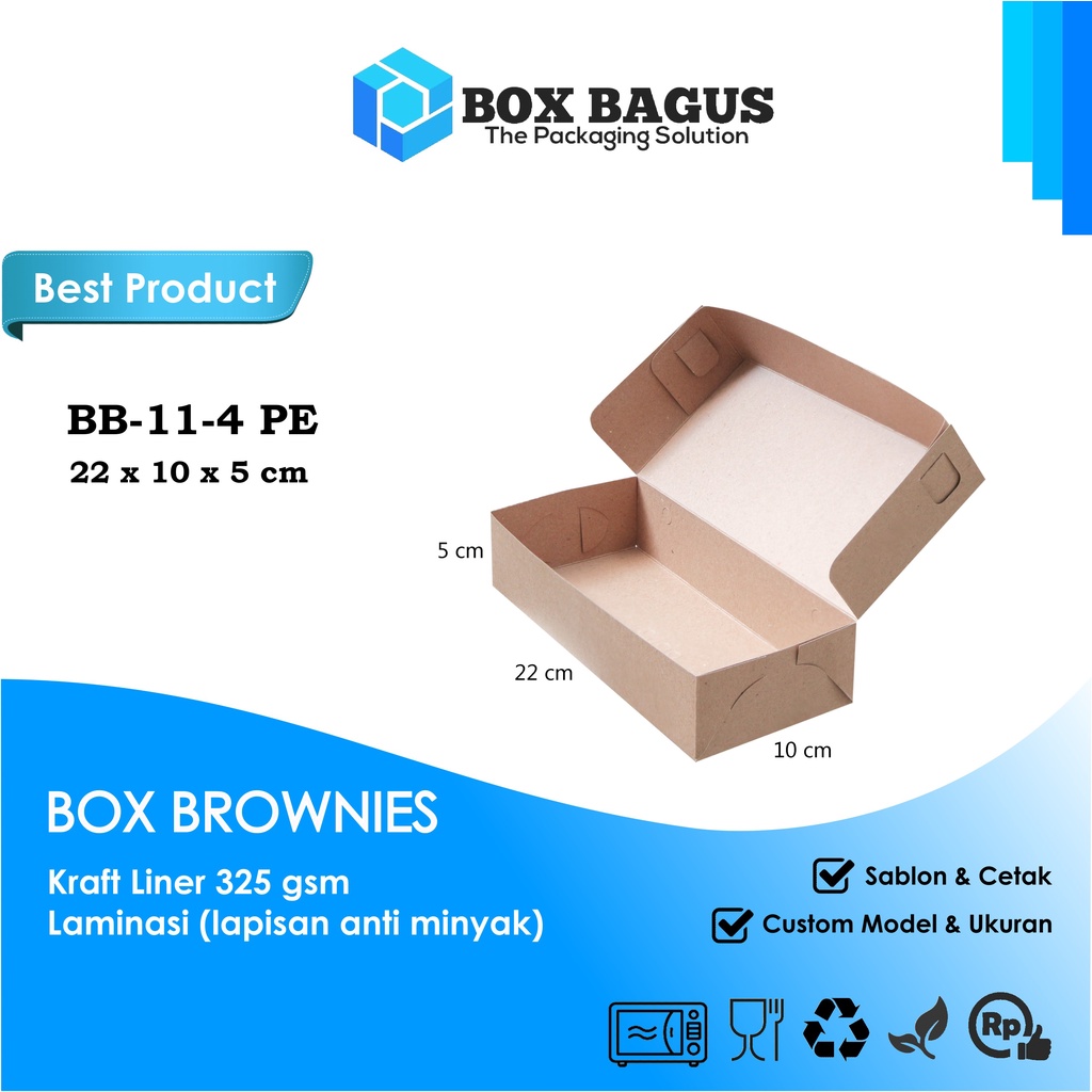 BOX DUS 22x10x5 KRAFT 325 GSM LAMINASI - KOTAK HAMPERS BROWNIES BOLEN KUE ROTI SNACK