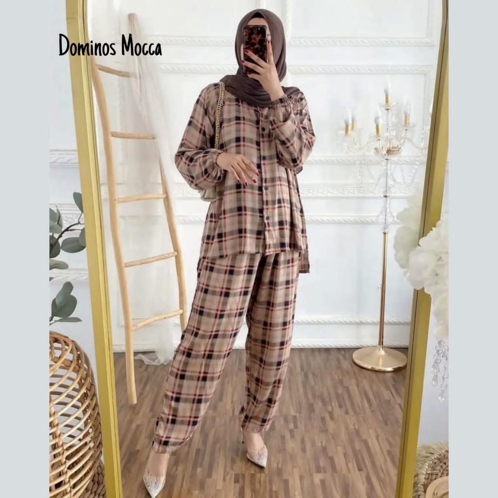 One set Rayon Viscose Busui Ld 100 - 110 Motif Kekinian-DOMINOS MOCCA LD100