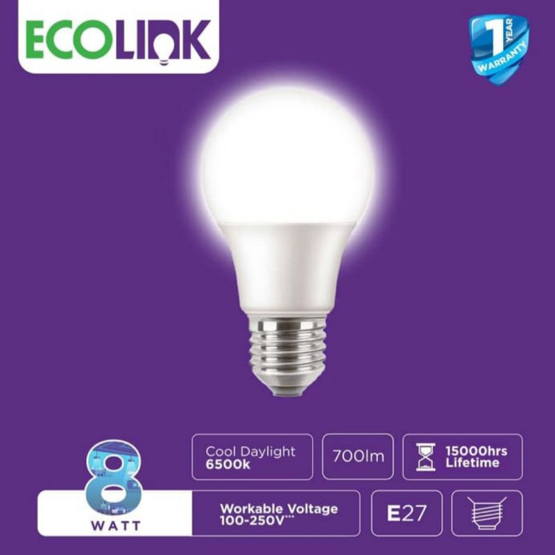 Lampu LED Bohlam Ecolink 8W Garansi 1 Tahun bulb 8 Watt Eco Link Super Terang E27