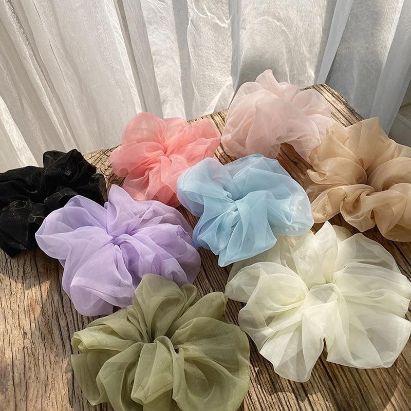 [COD] Ikat Rambut Transparan Ikat Rambut Korea Polos Scrunchie Transparan Ala Korea Scrunchie Korea Import