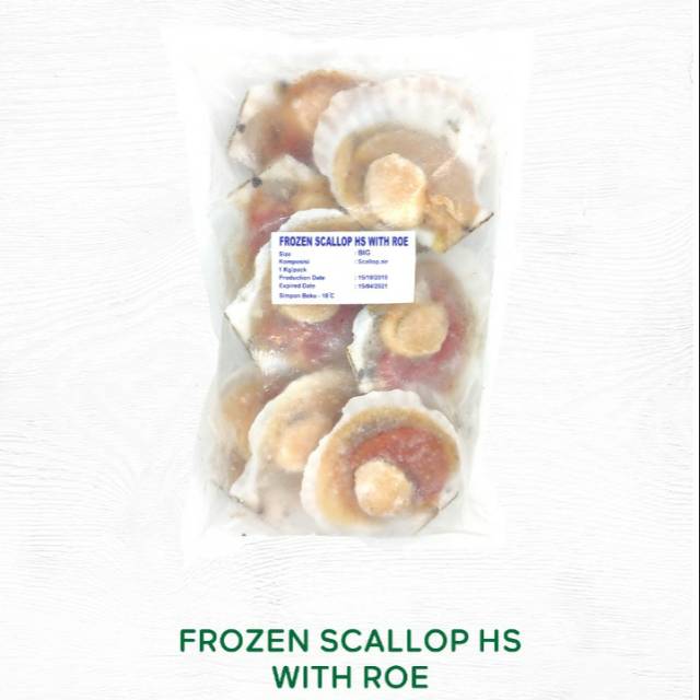 Jual PICKNFRESH Frozen Scallop HS with Roe / Scallop Beku Cangkang