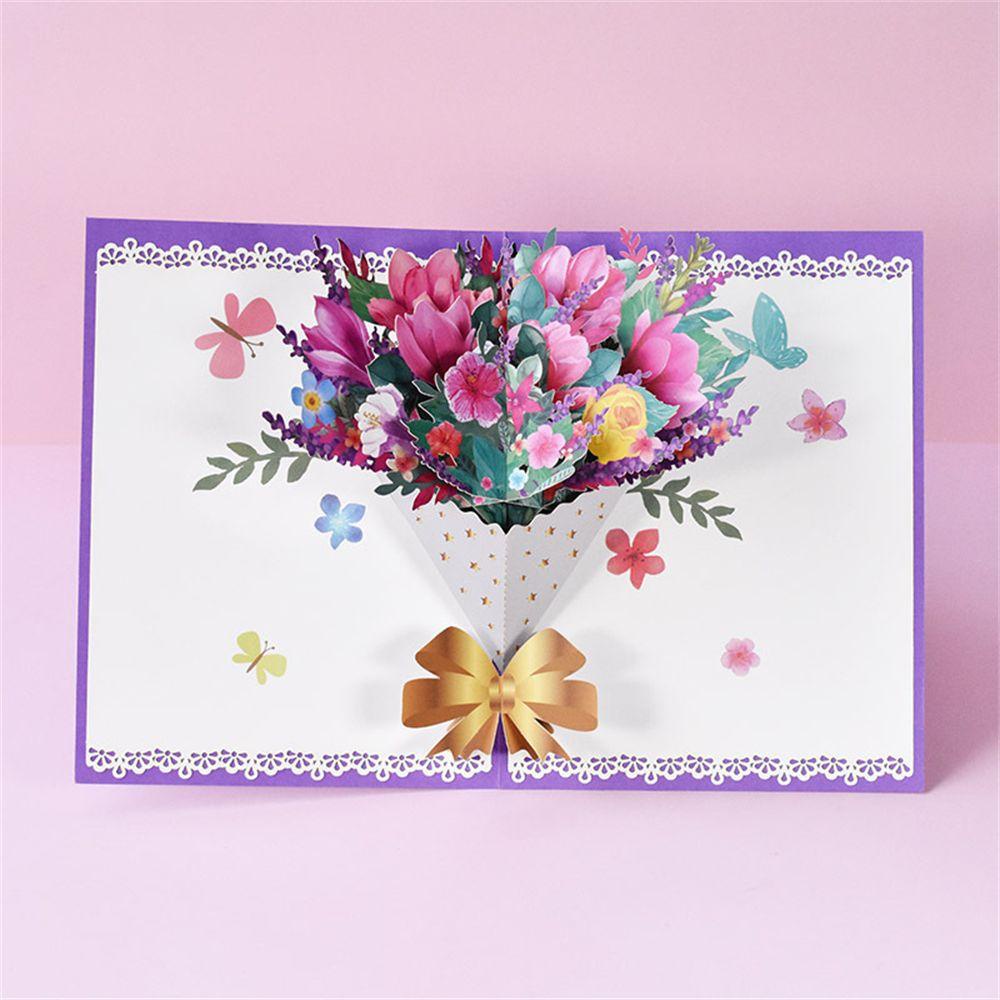 R-flower Mother's Day Greeting card Color printing Magnolia Buket Undangan 3D Tiga Dimensi Hari Ibu Kekinian Greeting Gift card