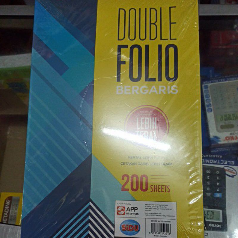 

HJK Sinar Dunia Double Folio Bergaris 200 Sheets/ Kertas Folio Bergaris