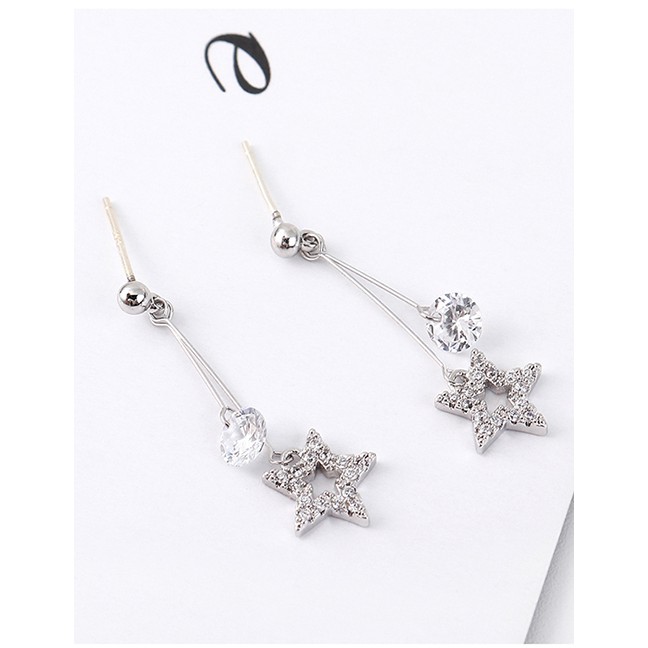 LRC Anting Tusuk Fashion Silver Plated Gold Stars S925 Silver Needle Stud Earrings Y62286