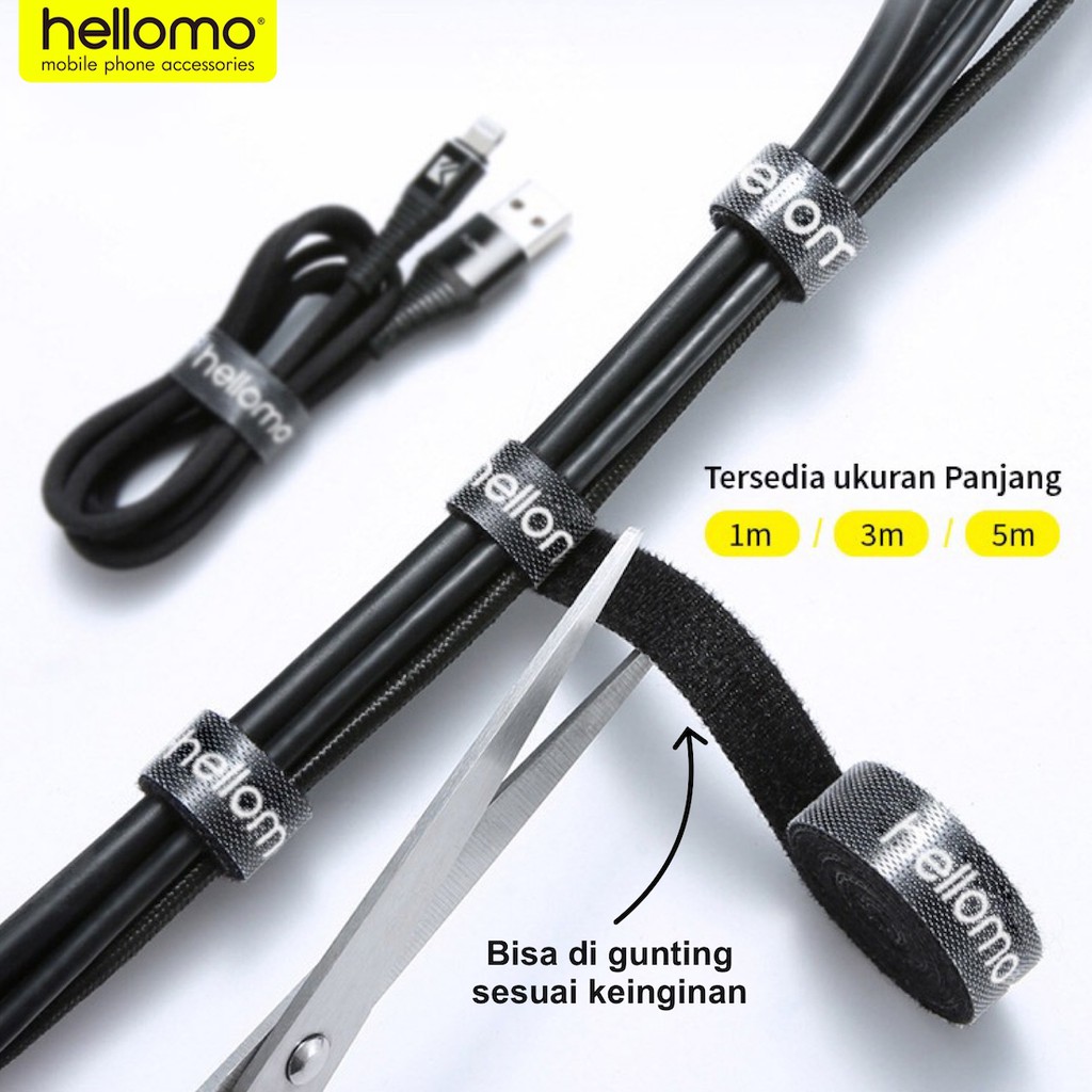 Cable Velcro HELLOMO Strap Organizer Pengikat Perapih Kabel Penggulung Perekat Kabel