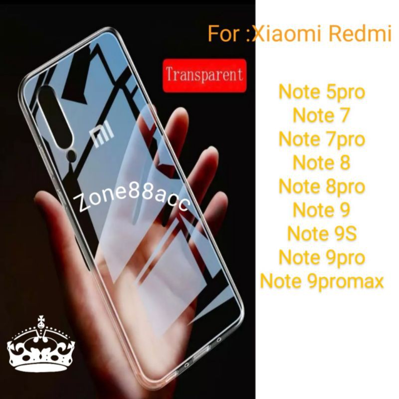 Redmi Note 5 pro 7 7pro 8 8pro Note 9 9s 9pro 9promax pro max Silikon Clear Case Ultrathin Bening Casing Softcase tpu Transparan Pelindung Belakang