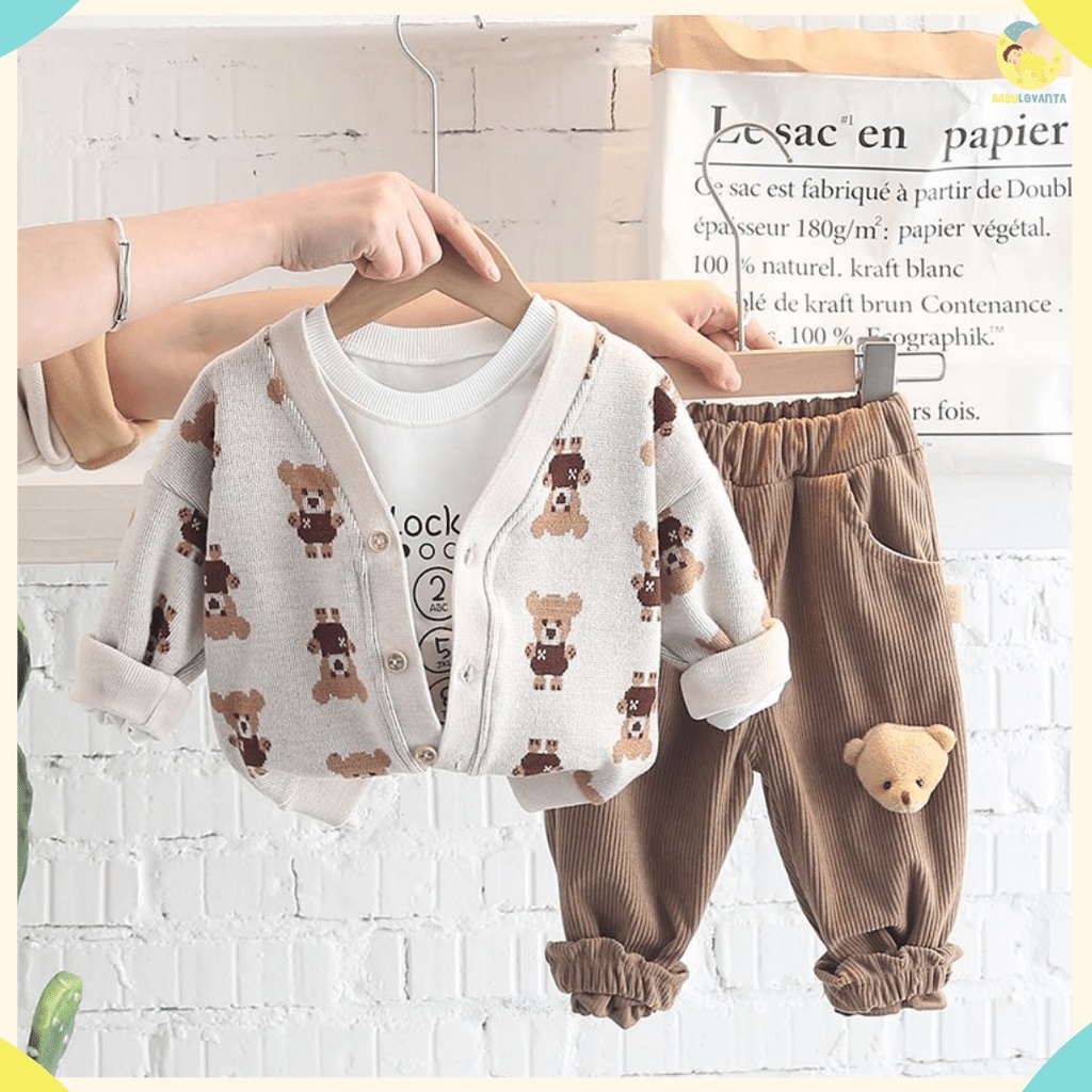 [COD] Baju baby impor premium MOTIF 3DBEAR  baju baby lucu 0-5 tahun/Babylovanta