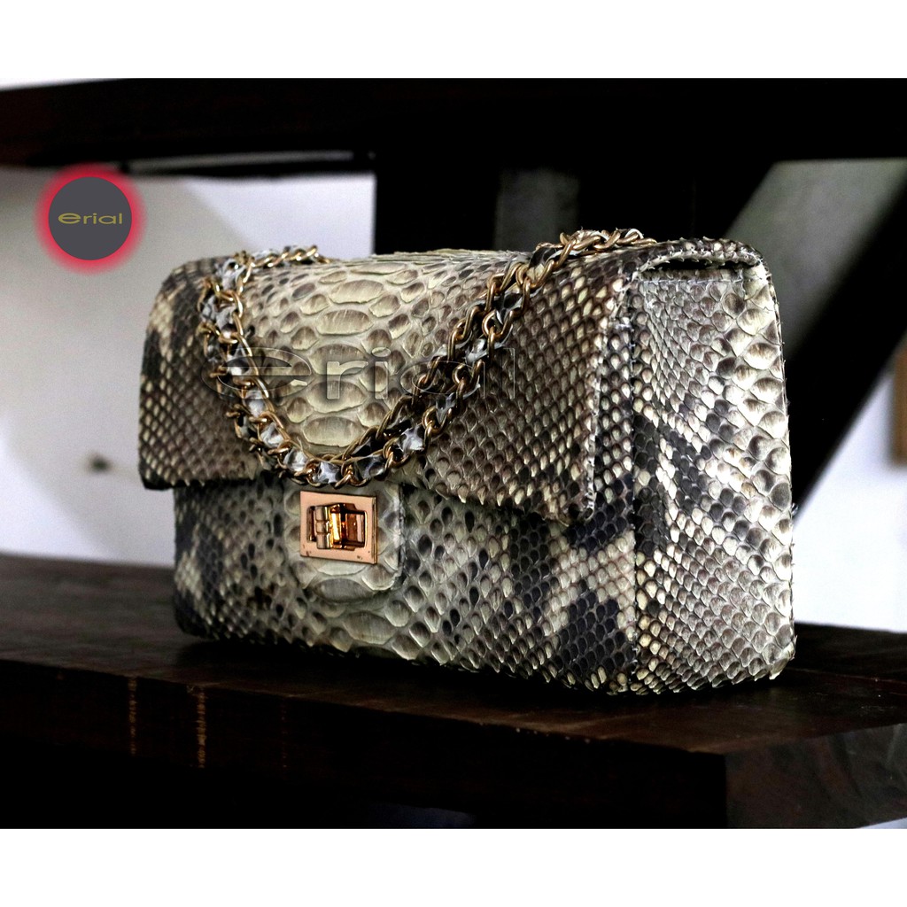 Tas Kulit Ular Asli - Tas Wanita - Chanel - Natural