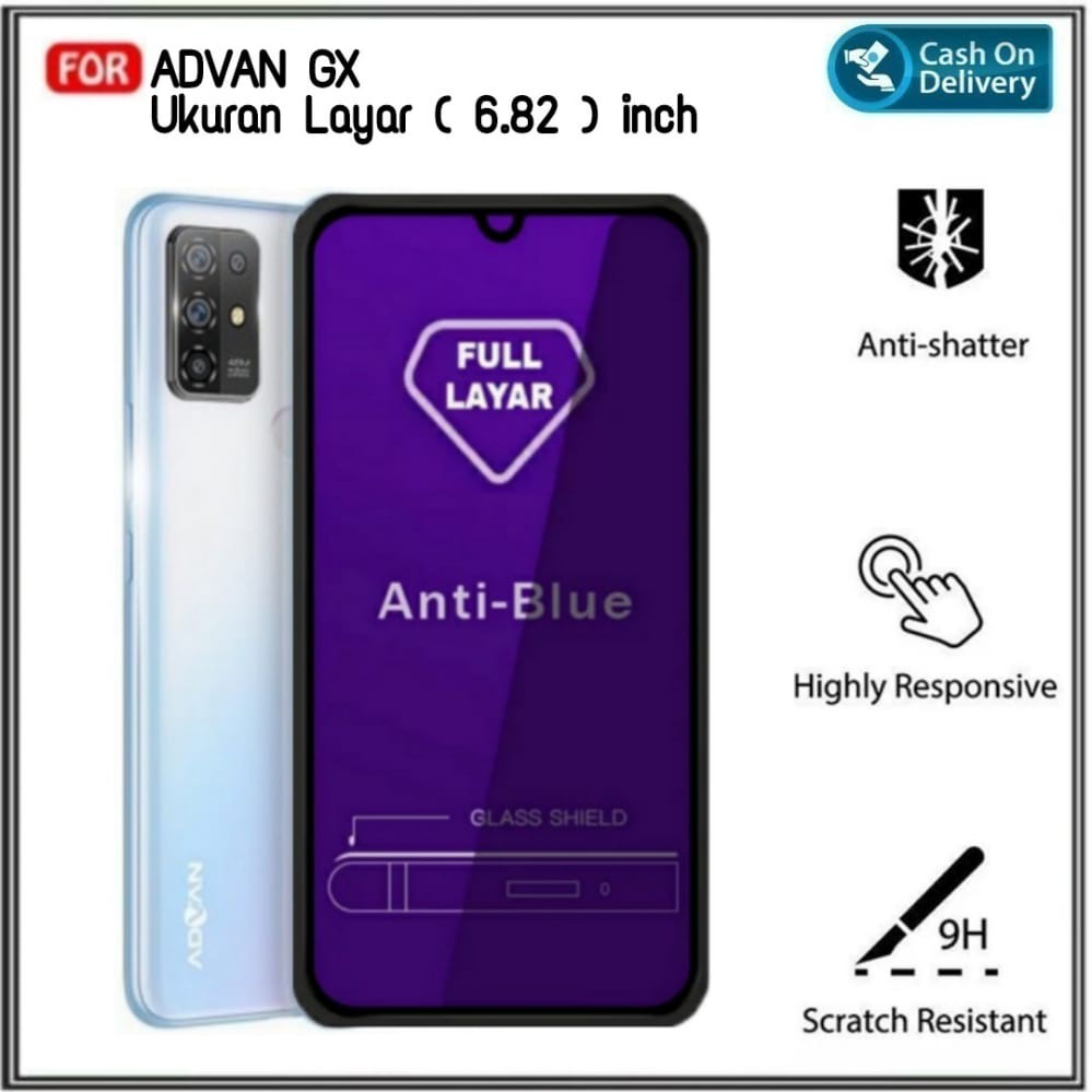 Full Cover Tempered Glass Anti Blue Light For ADVAN GX 6.82 Inch Anti Gores Kaca
