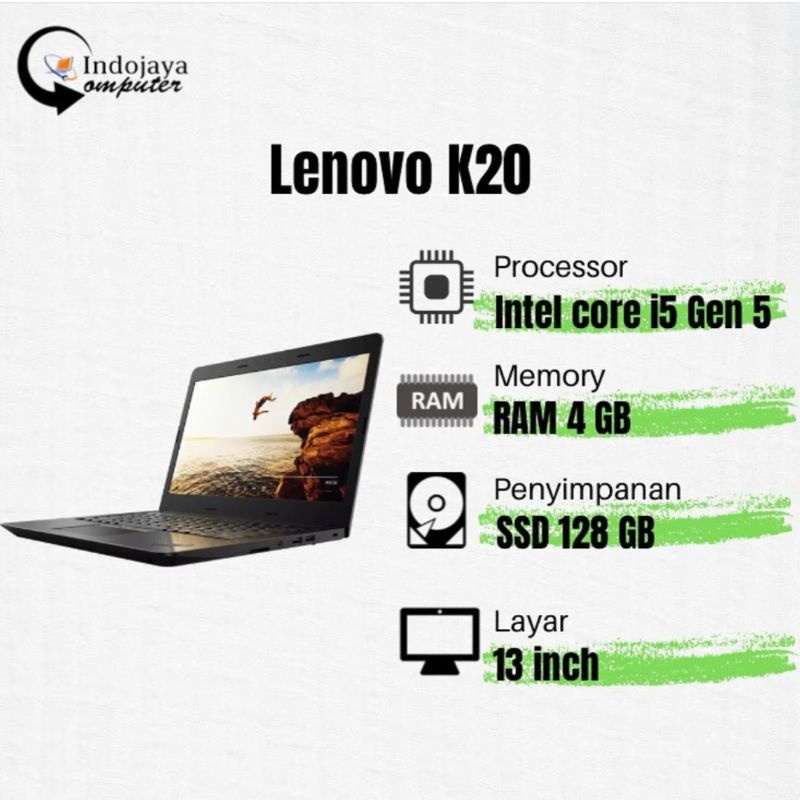 Lenovo K2450 / K20 / K21 Core I5 Gen 6 RAM 4GB / 8GB SSD 128GB /256 GB Win 10 Like New