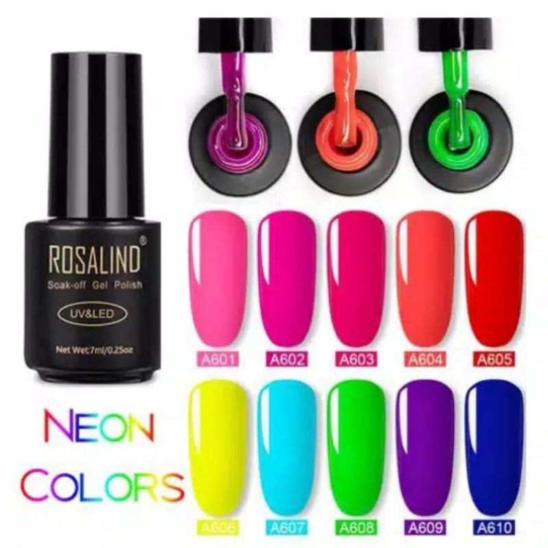 ROSALIND NEON COLOR SERIES Gel Nail Polish UV LED / Kutek / Cat Kuku Bagus Murah