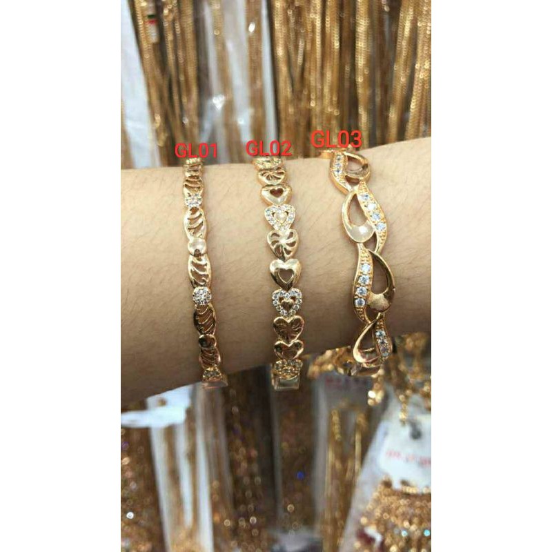 Fourfashion Gelang tangan wanita motif lapis emas Anti Karat