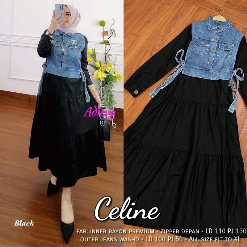 Gamis/Dress All Motif Alila Stacy Livy/Livina Almera Pretty Helina Flavio Erella Fiolin Gressy Miloa Jelio Amaris Sabrina Vidya Areola Talia Machio Zolla Geisya Gladis Eldora Morea Angeli Celine Adieva Matt Rayon Viscose-Celine black