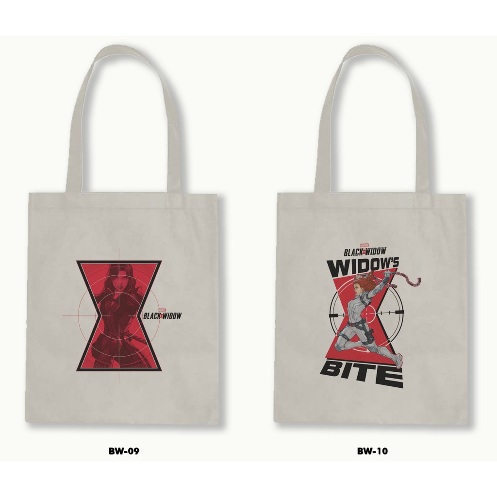 Tas Tote Bag Resleting Kanvas/Blacu  - Black Widow