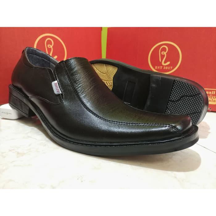 EKSKLUSIF SEPATU PANTOFEL KULIT ASLI, SEPATU PANTOFEL PRIA FORMAL - HITAM, 39 