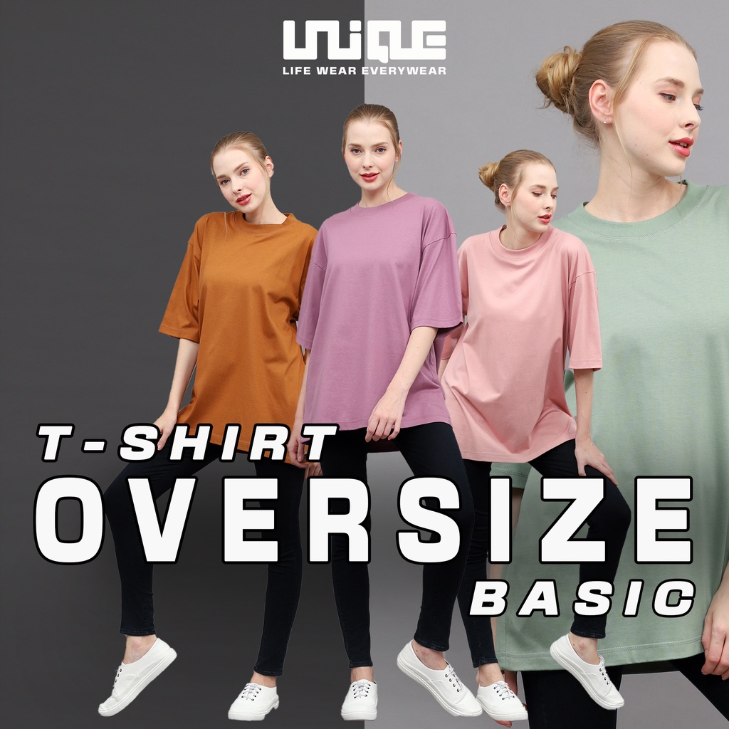 UNIQUE - (Basic Series) Kaos Polos Oversize Basic Cotton Combed 24s Pria &amp; Wanita Tshirt Oversized Korea Hypbeast Bigsize Crop