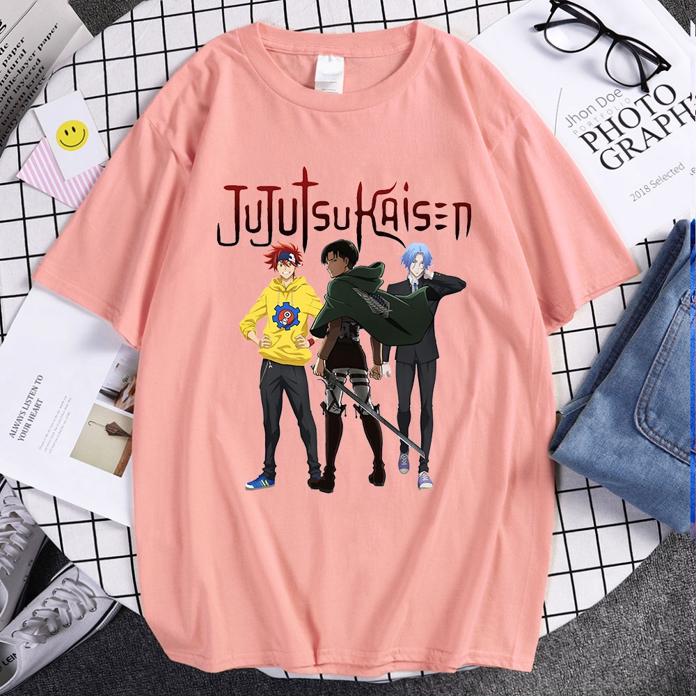 Kaos Jujutsu Kaisen Sk8 The Infinity Attack on Titan T shirt Manga Anime Unisex