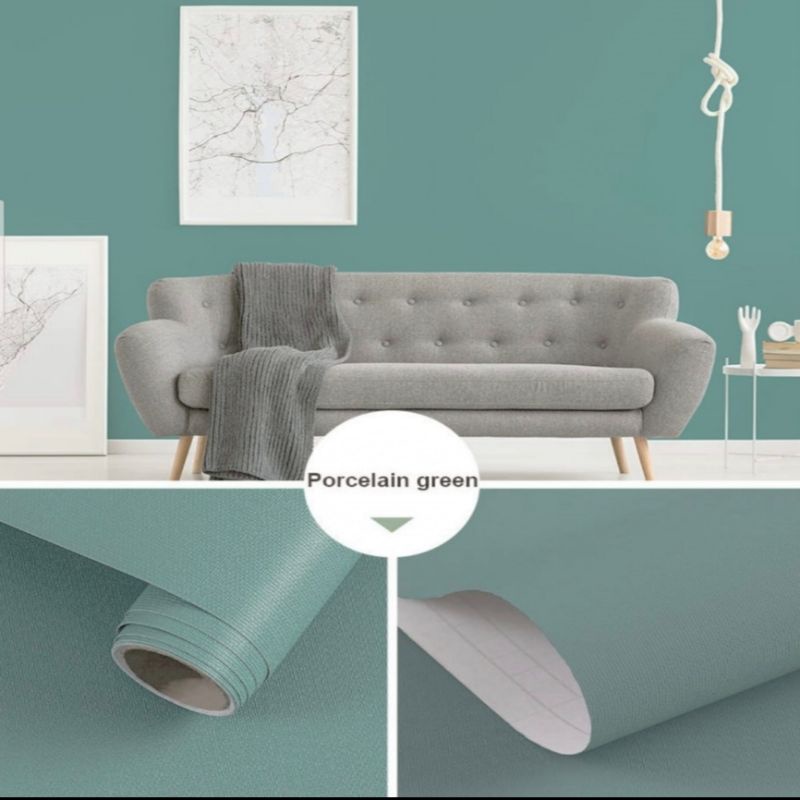 Wallpaper Sticker Dinding Motif Hijau Tosca