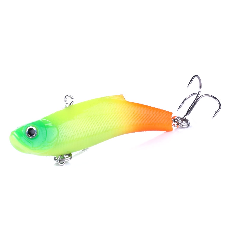 Hengjia 1pc Umpan Pancing Softlure Bentuk Ikan Vibe 7cm / 17g 10 Warna Dengan Kail Treble