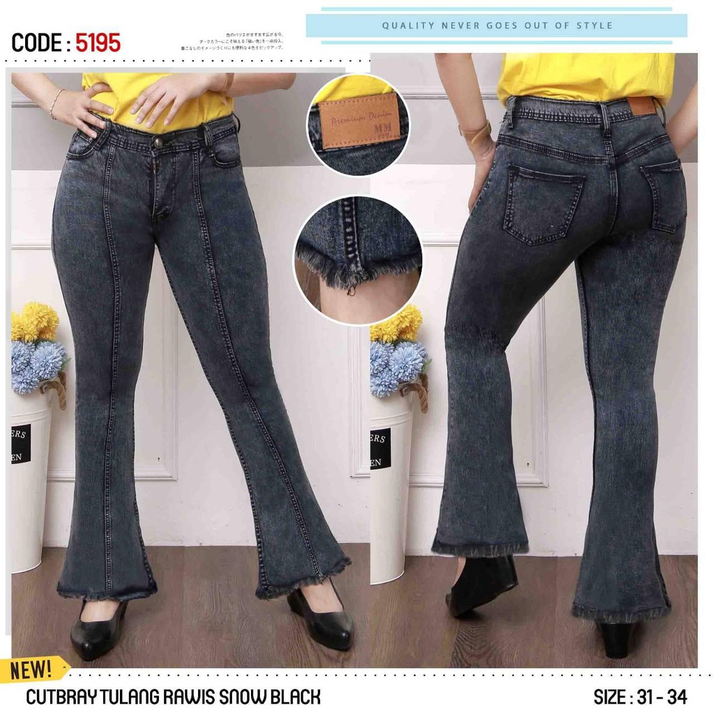 Celana Panjang Jeans Wanita Cutbray Tulang Rawis 27-30 31-34 Bisa Bayar Ditempat(COD)