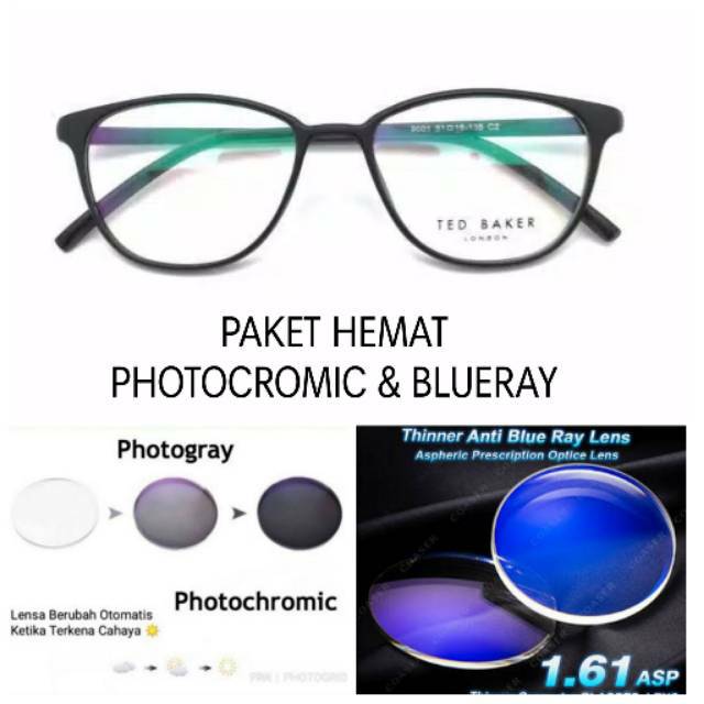 KACAMATA MINUS ANTI RADIASI BLUERAY PHOTOCROMIC, KACAMATA WANITA ANTI UV, KACA MATA CAT EYE 90011