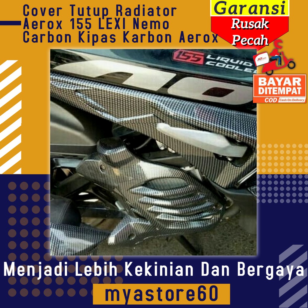 Cover Tutup Radiator Aerox 155 LEXI Nemo Carbon  Kipas Karbon