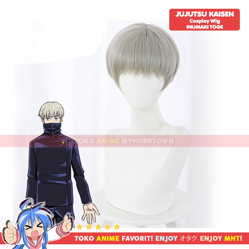 Wig Cosplay Anime Jujutsu Kaisen : Inumaki Toge