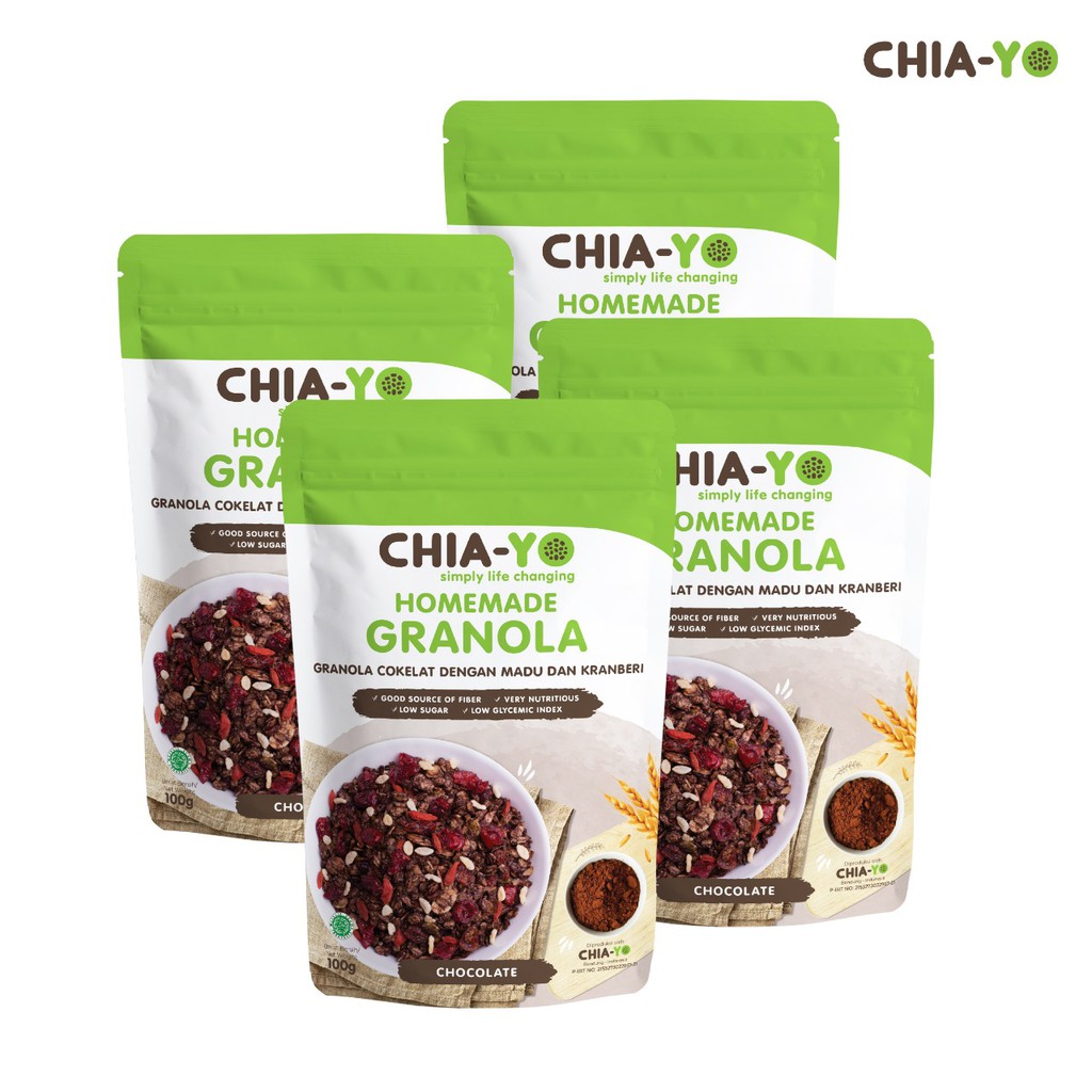 

Chiayo Bundling 4 pack Homemade Granola Dark Chocolate 100gr