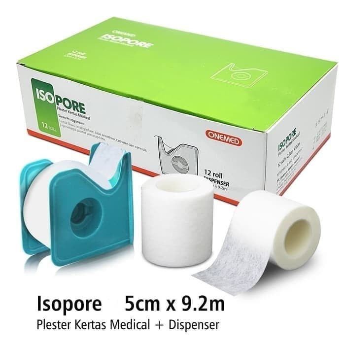 Isopore 5cm x 9,2m + Dispenser Onemed Plester Kertas Medical OJ2