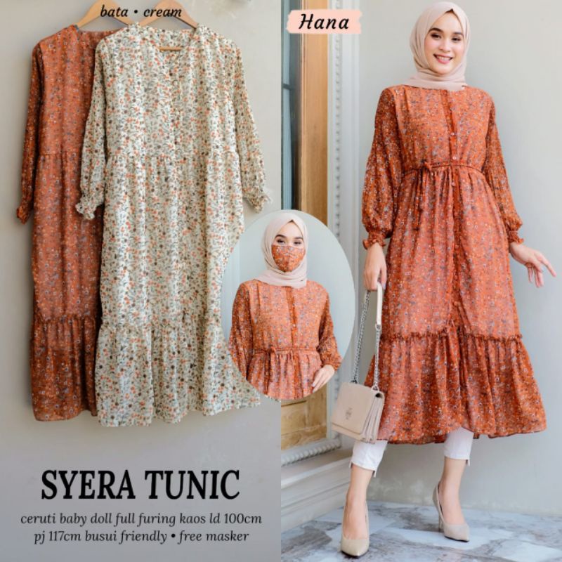 Syera tunik//Tunik//Tunik Wanita//Tunik Muslim//Tunik Daily//Tunik Wanita//Tunik Muslim