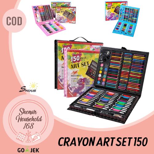 SHENAR , ART SET 150 PENSIL WARNA  ALAT TULIS GAMBAR SEKOLAH COLOURING SET CRAYON PEWARNA ANAK UNIK VIRAL ALAT WARNA SET SERBAGUNA LUCU - BISA COD