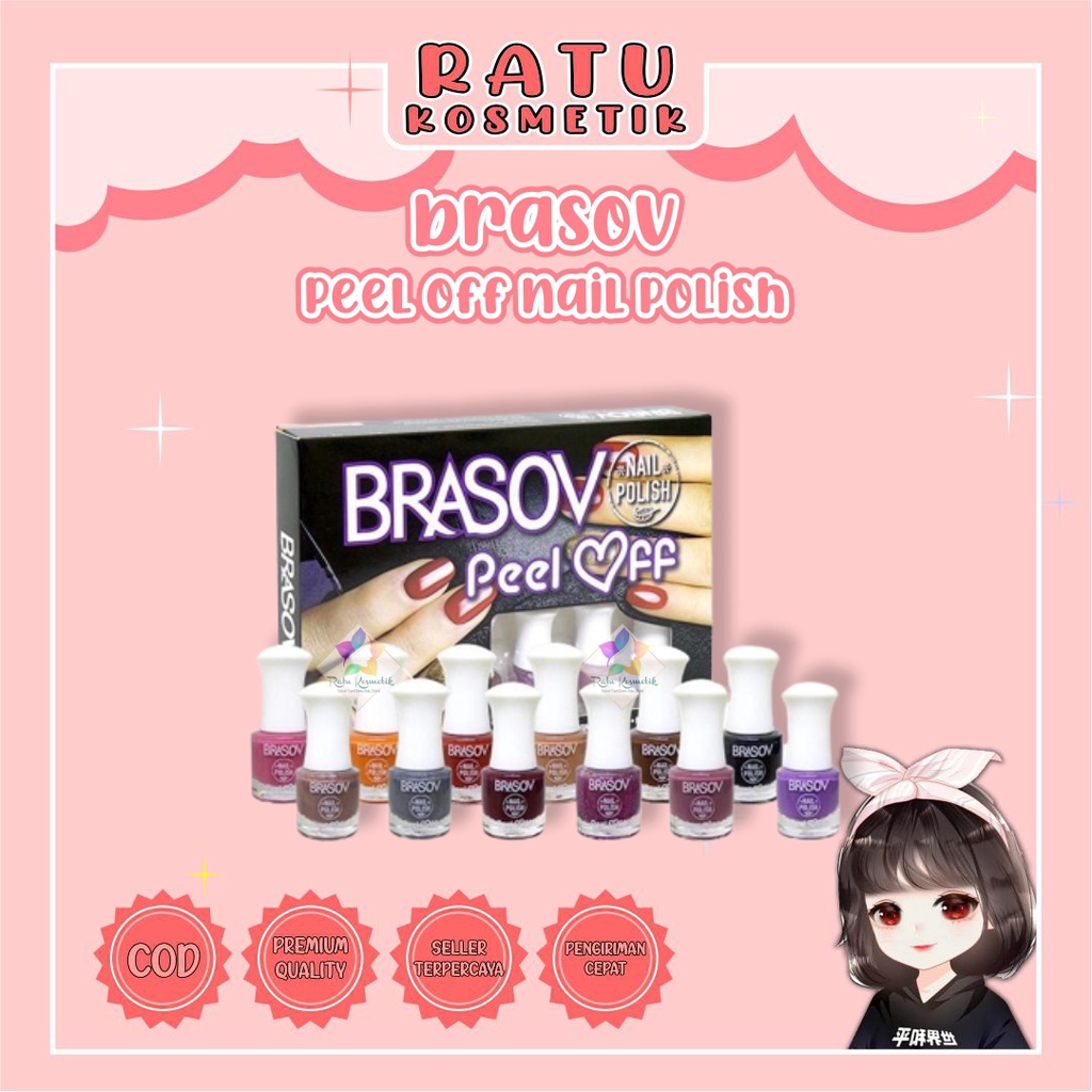 ❤ RATU ❤ Brasov Nail Polish Peel Off Cat Kuku 9ml | Kutek Kuku Muslimah BPOM✔️