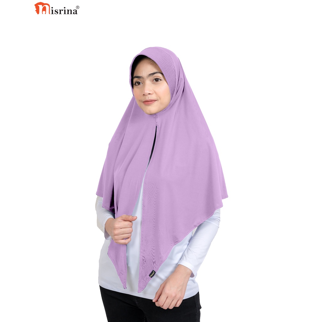 Nisrina Fashion Muslim Bergo Instan Polos Belah Tengah Paras M Lestari-Ungu Muda