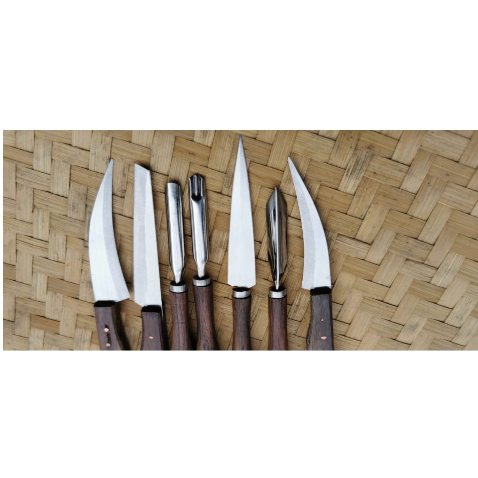 pisau ukir buah / pisau garnish / pisau carving - 1 set 7 pisau super quality