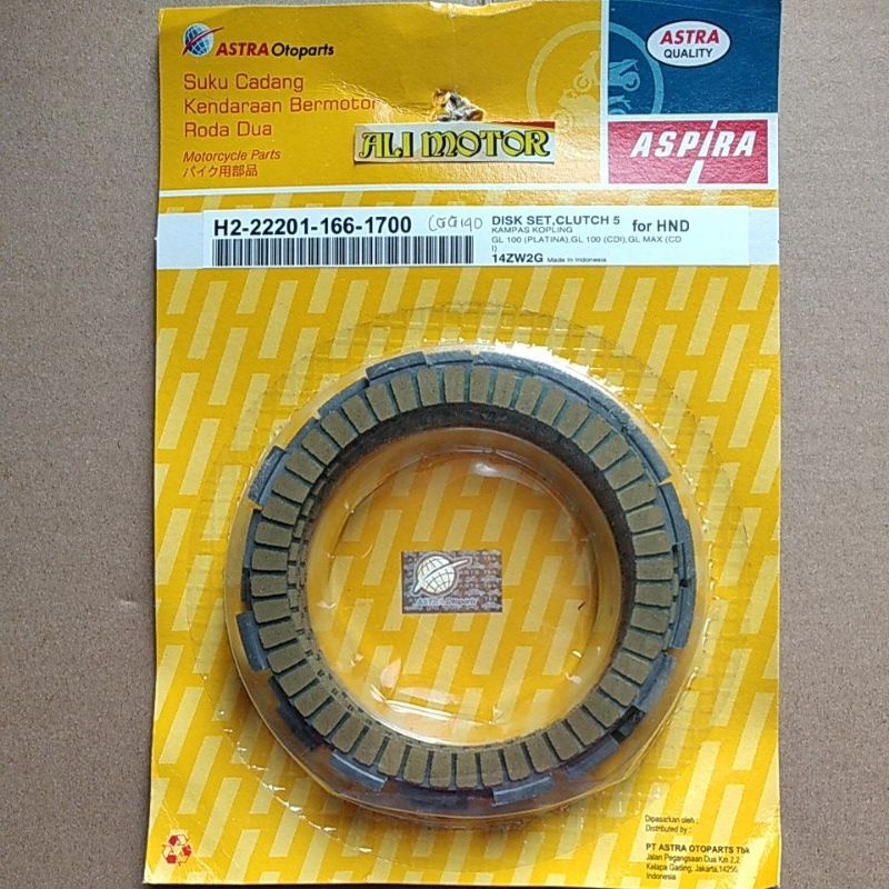 Kampas kopling gl 100 platina cdi gl max H2-22201-166-1700 ori ASPIRA