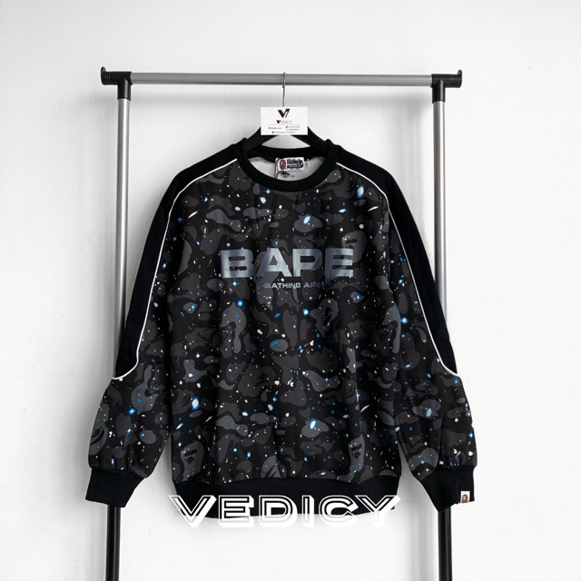 SWEATER BAPE A BATHING APE SPACE CAMO WIDE CREWNECK GLOW IN THE DARK SUPER MIRROR 1:1 ORIGINAL
