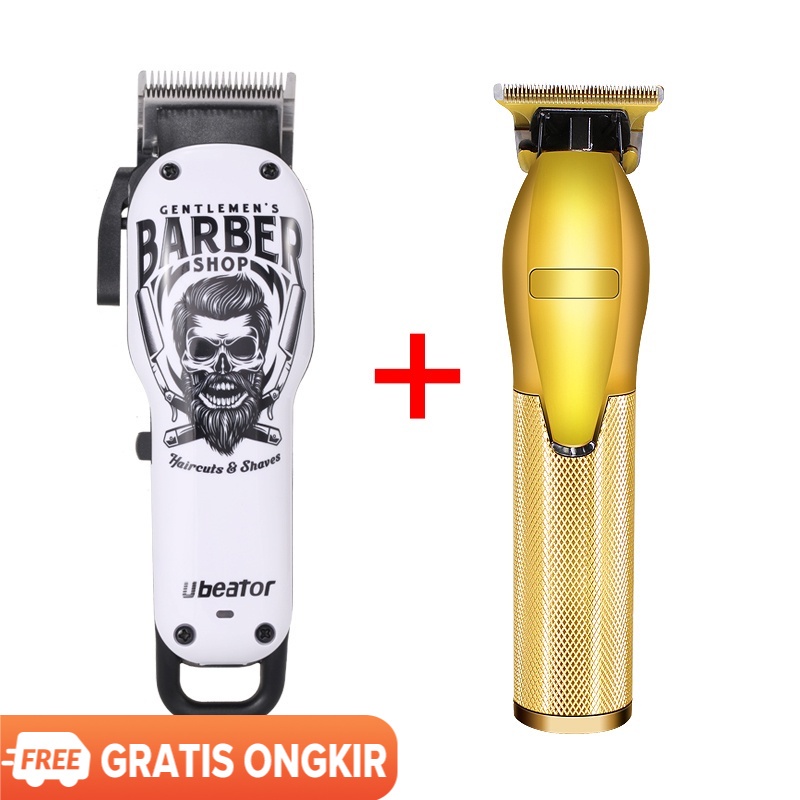 ubeator Pemangkas Rambut Emas Pemangkas Listrik Untuk Pria Cordless Rechargeable Shaver Barber Hair 