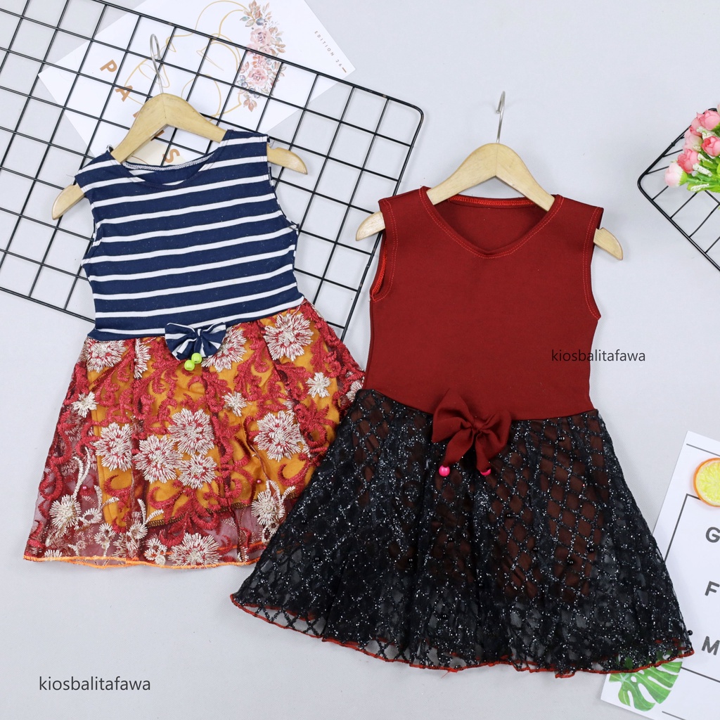 Dress Zevana Uk 3-4 Tahun / Dres Brukat Kensi Anak Perempuan Gaun Pesta Baju Kids Balita Import babycinnamon