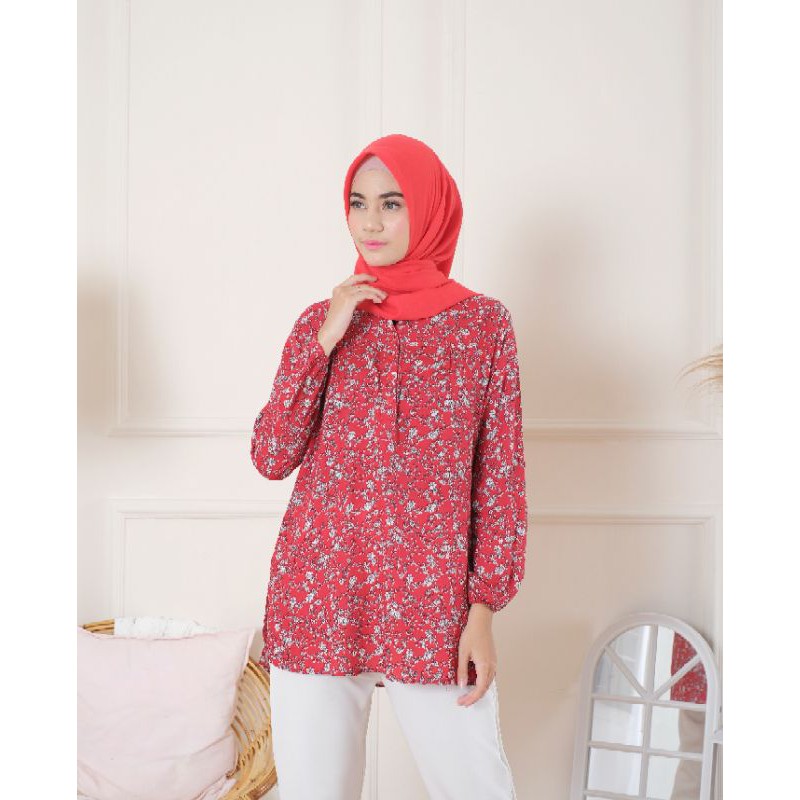 Rayon Motif 0021 - Blouse Katun Rayon - Motif Kembang Kecil - Fathin Basic - SHOPIE Hijabstyle-1