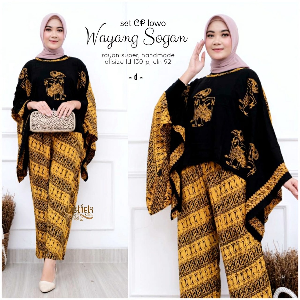 setelan baju kelelawar kulot batik jumbo WAYANG sogan set