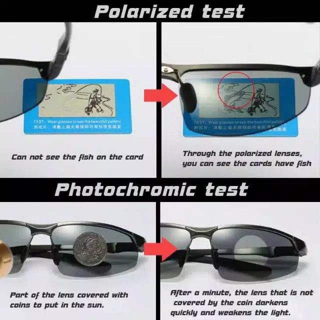 HBM Kacamata Adaptif Anti Silau Siang Dan Malam Lensa Berubah Warna Photochromic Polarized